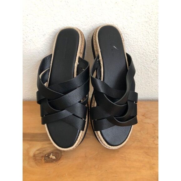 French Connection Womens Alexis Black FAUX Leather Strappy Slide Sandals Size 11 - Picture 5 of 10